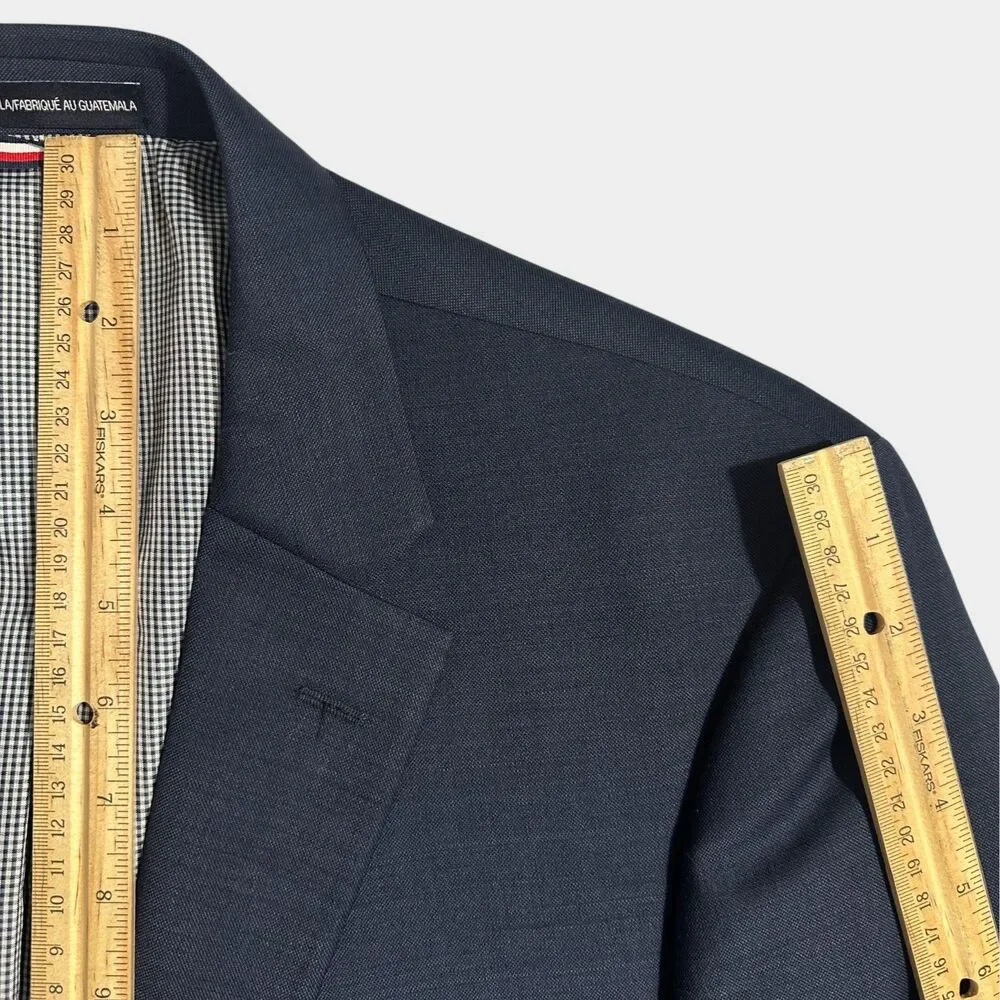 TOMMY HILFIGER Mens Blazer 42R Sport Coat 2-Button Jacket Navy WOOL Blend
